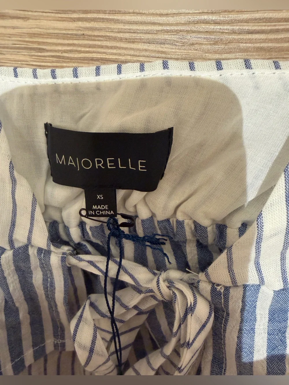 Majorelle Aruba Striped Ruffle Crop Tank Top - Blue/White - Picture 6 of 7